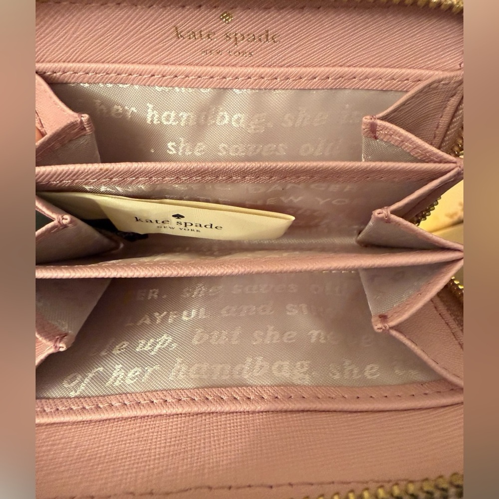 Kate Spade Novelty Storybook Pink Saffiano Leather Zip “Alphabet Series” Wallet - Picture 3 of 7